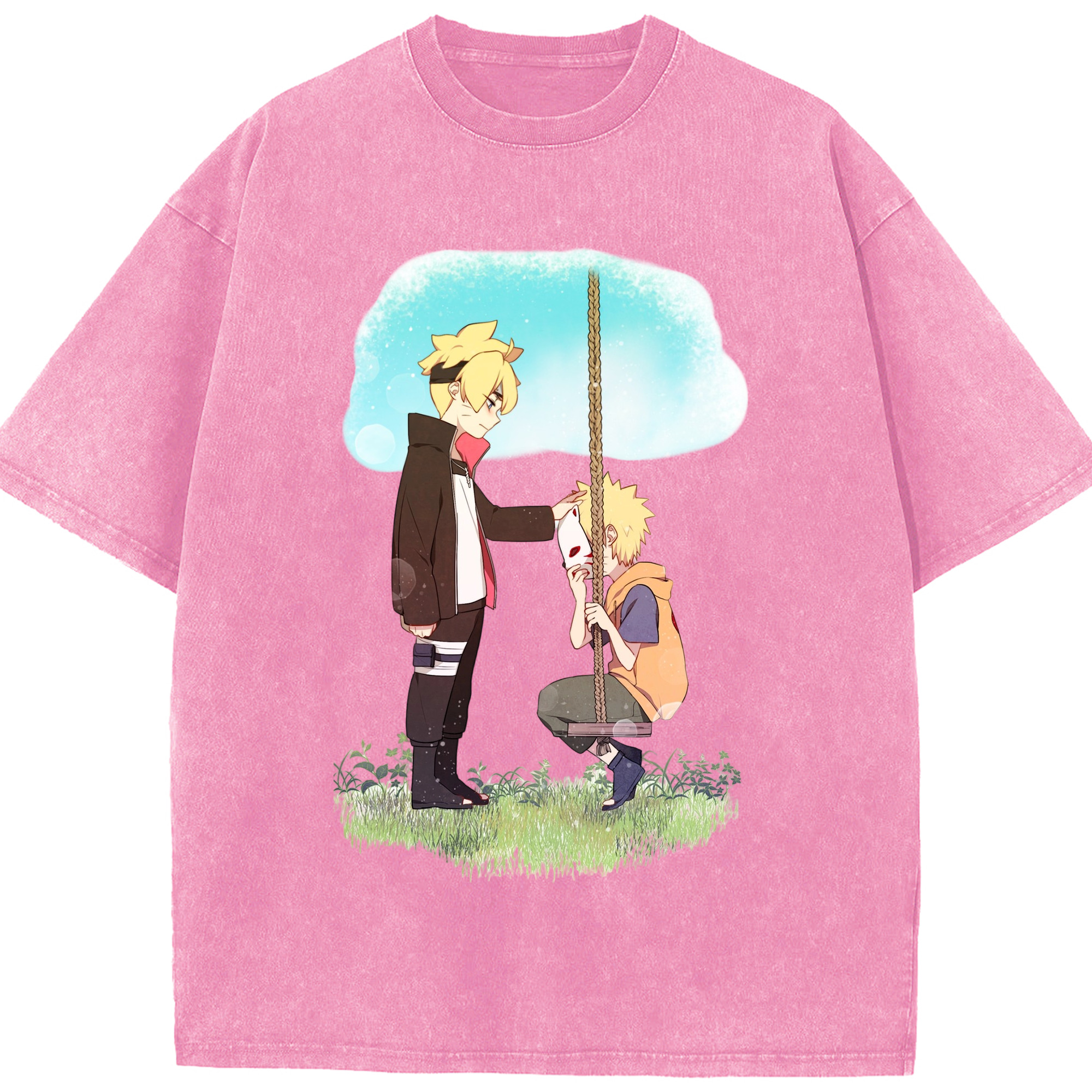 （画像用） NARUTO -ナルト- うずまき ボルト Uzumaki Boruto 綿100% ヴィンテージ風 半袖Tシャツ（フロントプリント）